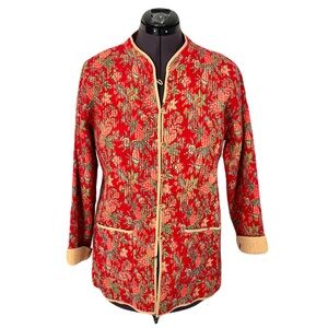 Orvis Red Paisley Quilted Cotton Jacket, Size M